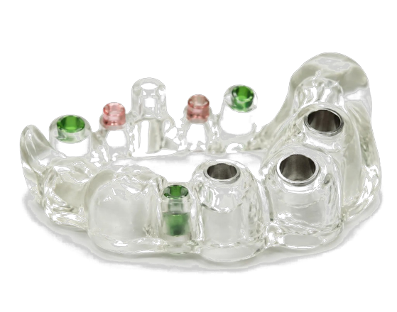 Clear surgical guide with metal and colored sleeves